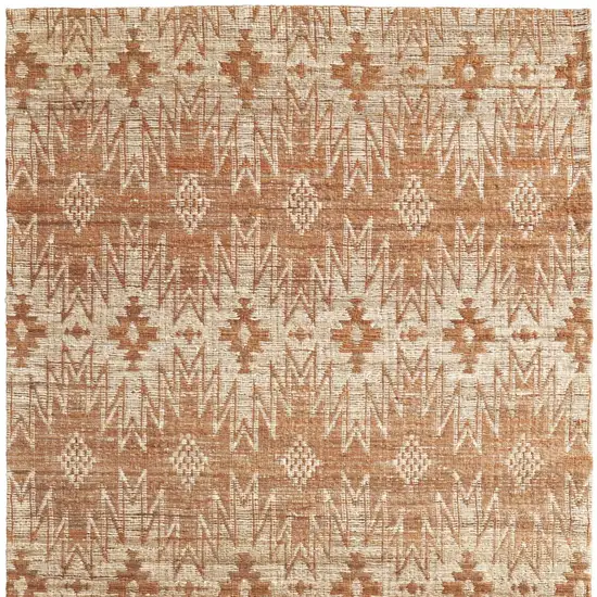 Orange and Tan Geometric Hand Woven Area Rug Photo 5