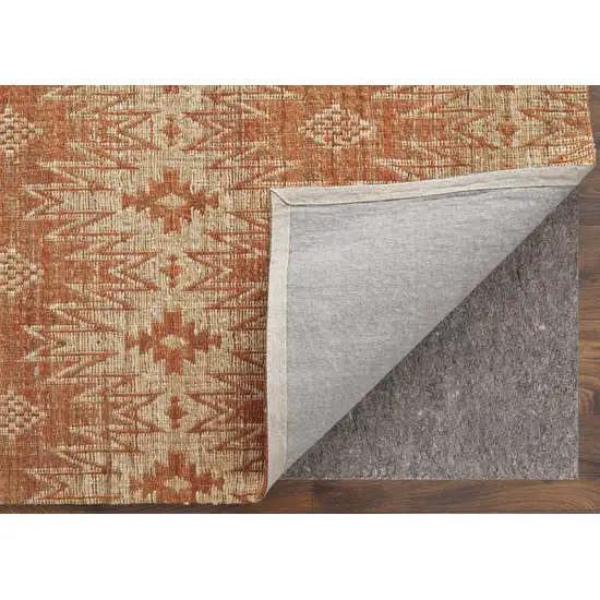 Orange and Tan Geometric Hand Woven Area Rug Photo 6