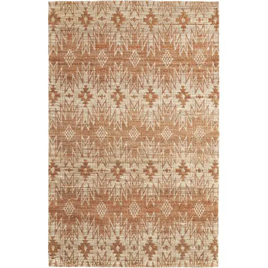 Orange and Tan Geometric Hand Woven Area Rug Photo 2