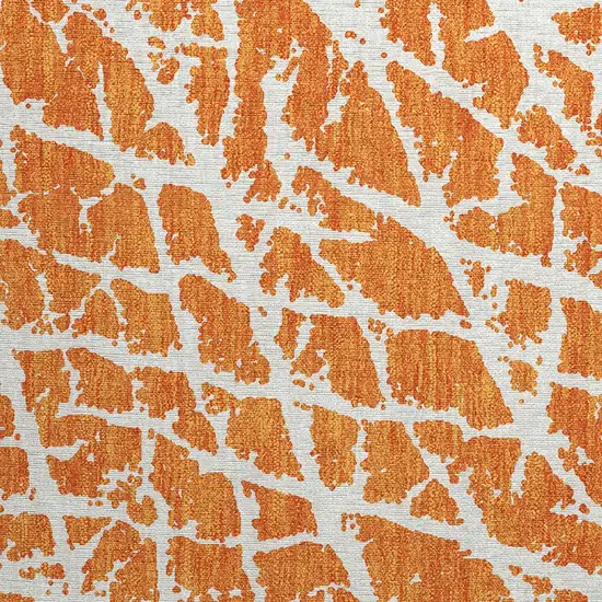 Orange and White Abstract Washable Non Skid Indoor Outdoor Area Rug Photo 7