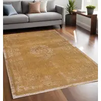 Photo of Orange and White Medallion Non Skid Area Rug