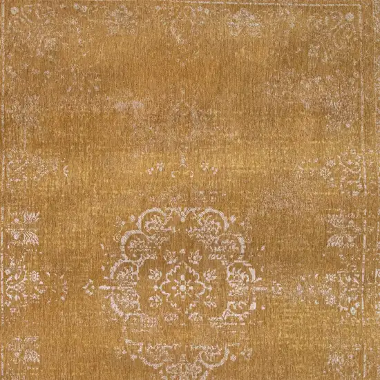 Orange and White Medallion Non Skid Area Rug Photo 5