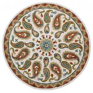 Photo of Orange and White Paisley Area Rug