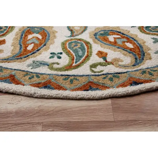 Orange and White Paisley Area Rug Photo 4