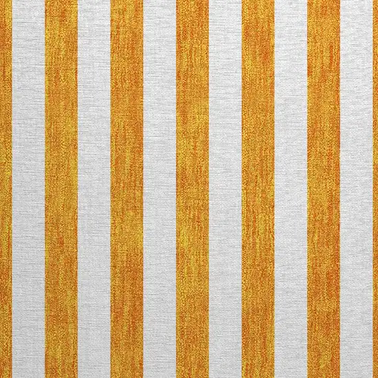 Orange and White Striped Washable Non Skid Indoor Outdoor Area Rug Photo 6