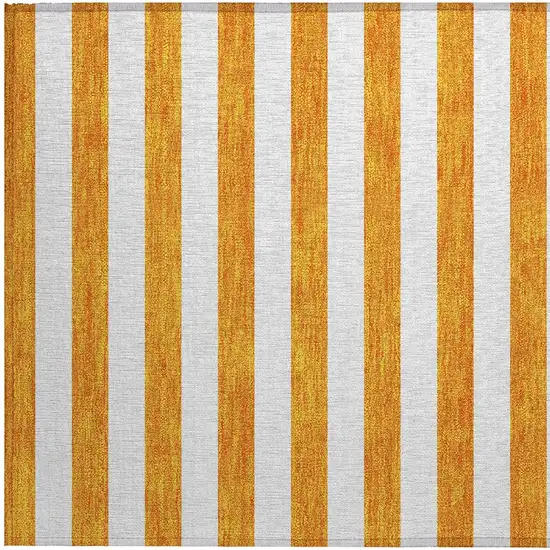 Orange and White Striped Washable Non Skid Indoor Outdoor Area Rug Photo 7