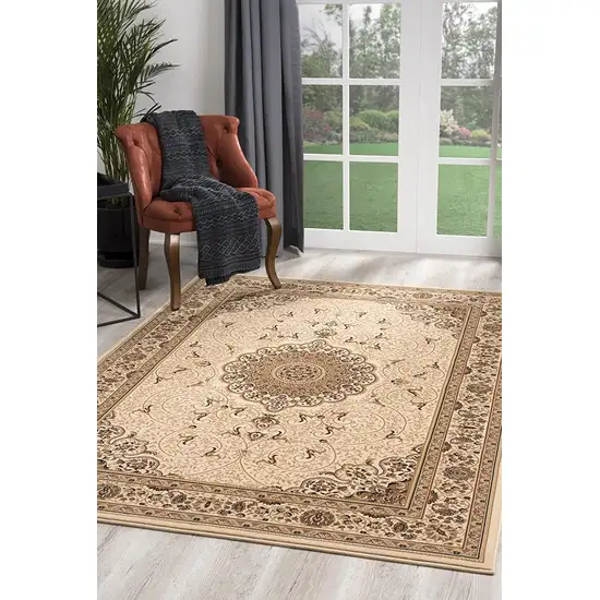 Oriental Medallion Stain Resistant Area Rug Photo 3