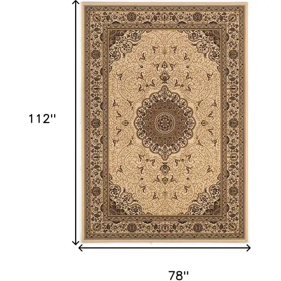 Oriental Medallion Stain Resistant Area Rug Photo 9