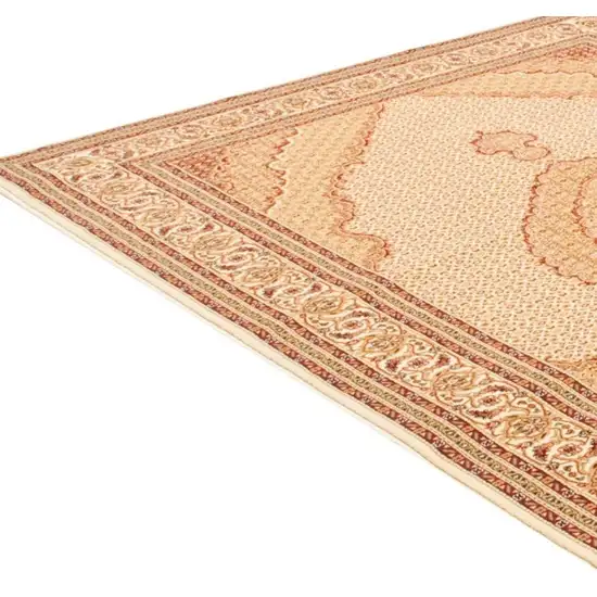 Cream Gold Oriental Power Loom Stain Resistant Area Rug Photo 6