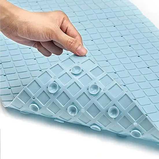 Pale Blue Keyboard Tile Bathtub Mat Photo 2