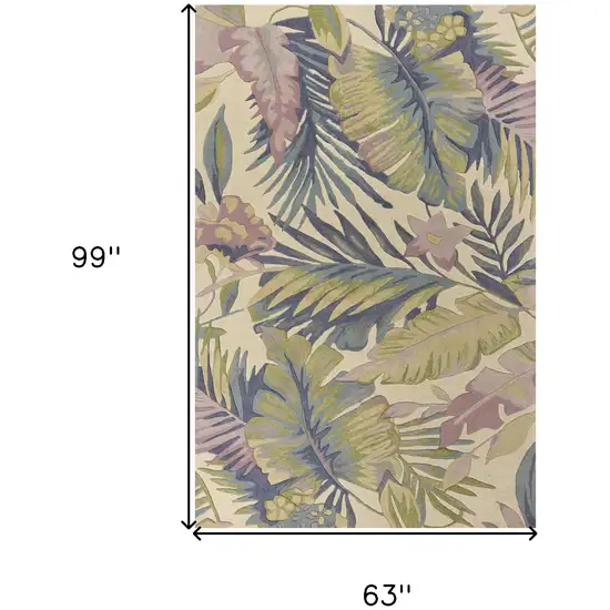 Pastel Ivory Hand Tufted Tropical Plants Indoor Area Rug Photo 3