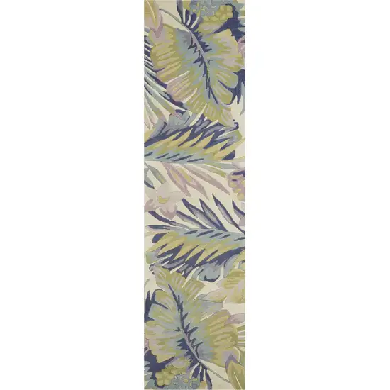 Pastel Ivory Hand Tufted Tropical Plants Indoor Area Rug Photo 2