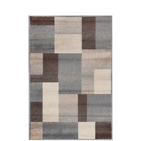 Patchwork Power Loom Stain Resistant Area Rug Photo 1