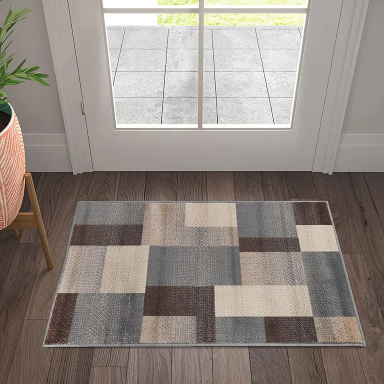 Patchwork Power Loom Stain Resistant Area Rug Photo 2