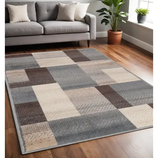 Grey Patchwork Power Loom Stain Resistant Area Rug Photo 1