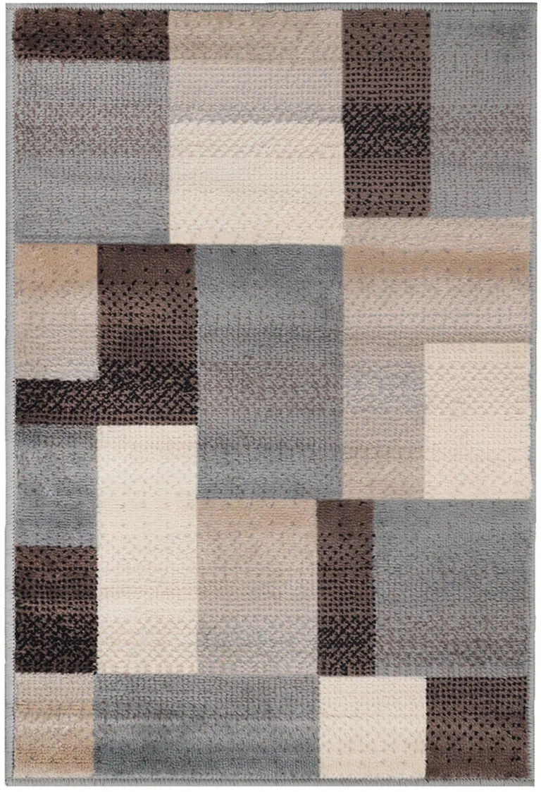 Patchwork Power Loom Stain Resistant Area Rug Photo 1