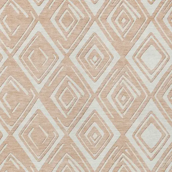 Peach And Ivory Geometric Washable Indoor Outdoor Area Rug Photo 6