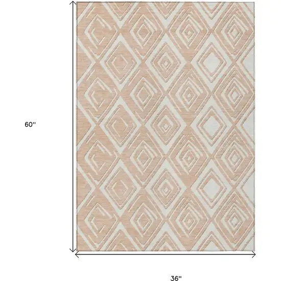 Peach And Ivory Geometric Washable Indoor Outdoor Area Rug Photo 3