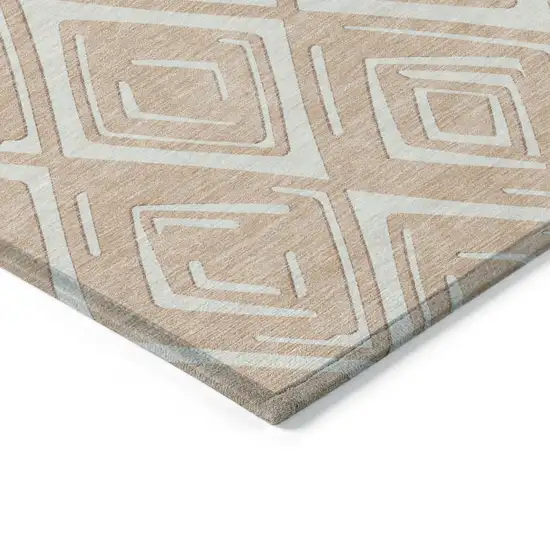 Peach And Ivory Geometric Washable Indoor Outdoor Area Rug Photo 5