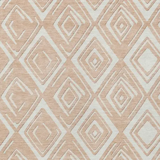 Peach And Ivory Geometric Washable Indoor Outdoor Area Rug Photo 6