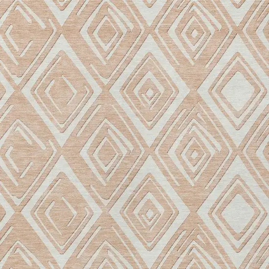 Peach And Ivory Geometric Washable Indoor Outdoor Area Rug Photo 6