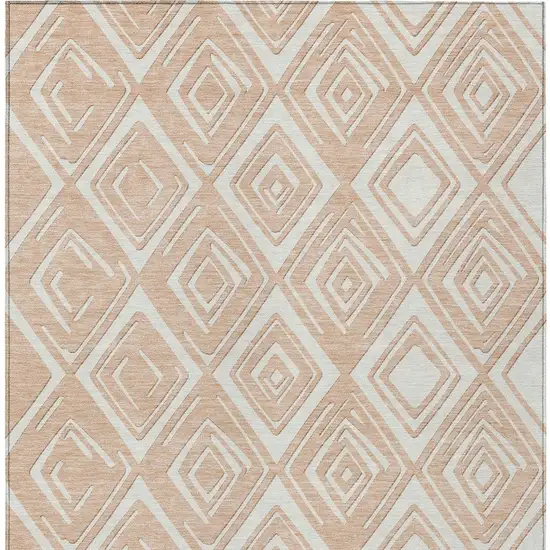 Peach And Ivory Geometric Washable Indoor Outdoor Area Rug Photo 8