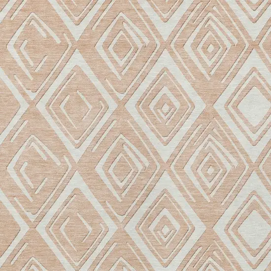 Peach And Ivory Geometric Washable Indoor Outdoor Area Rug Photo 6