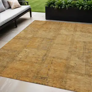 Photo of Peach Gray And Charcoal Patchwork Washable Indoor Outdoor Area Rug