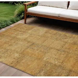 Photo of Peach Gray And Charcoal Patchwork Washable Indoor Outdoor Area Rug