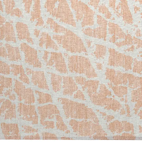 Peach and Ivory Abstract Washable Non Skid Indoor Outdoor Area Rug Photo 7