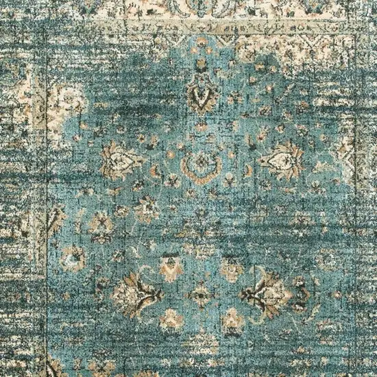 Peacock Blue and Ivory Indoor Area Rug Photo 3