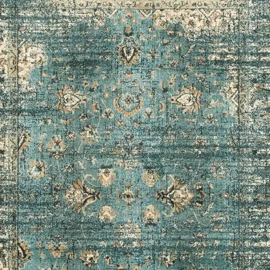 Peacock Blue and Ivory  Indoor Area Rug Photo 3