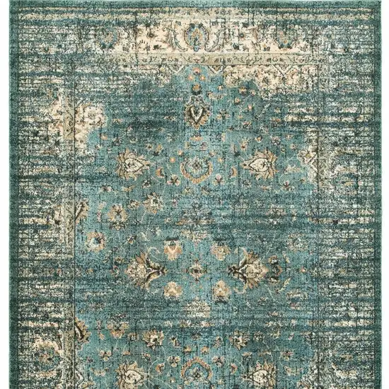 Peacock Blue and Ivory  Indoor Area Rug Photo 4