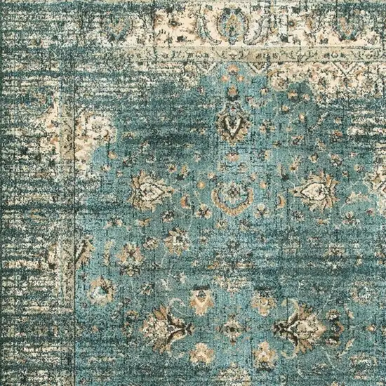 Peacock Blue and Ivory  Indoor Area Rug Photo 3