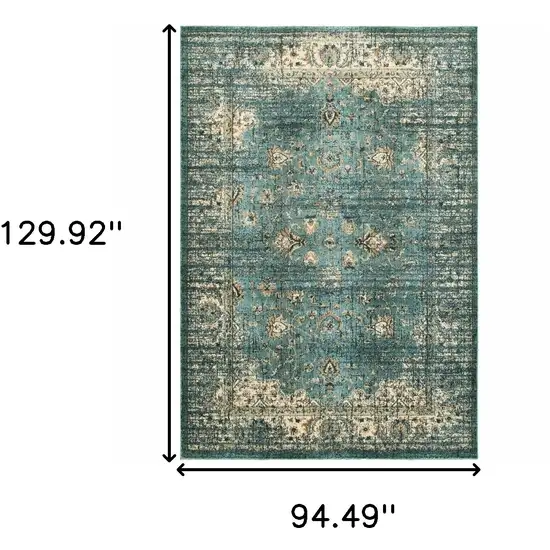 Peacock Blue and Ivory Indoor Area Rug Photo 5