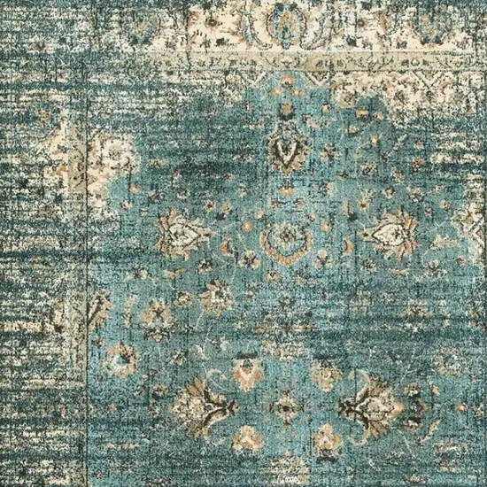 Peacock Blue and Ivory Indoor Area Rug Photo 4