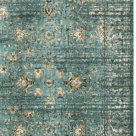 Peacock Blue and Ivory Indoor Area Rug Photo 3