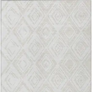 Photo of Pearl And Ivory Geometric Washable Indoor Outdoor Area Rug