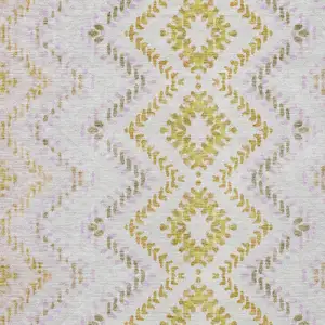 Photo of Pearl Ivory And Artichoke Green Geometric Washable Indoor Outdoor Area Rug