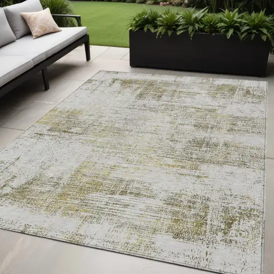 Pearl Ivory And Gold Abstract Washable Indoor Outdoor Area Rug Photo 1