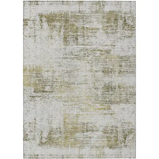 Pearl Ivory And Gold Abstract Washable Indoor Outdoor Area Rug Photo 2