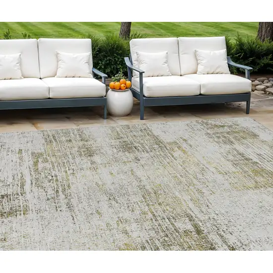 Pearl Ivory And Gold Abstract Washable Indoor Outdoor Area Rug Photo 1