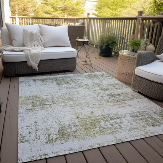 Pearl Ivory And Gold Abstract Washable Indoor Outdoor Area Rug Photo 7