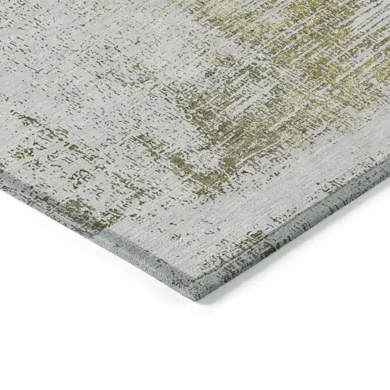 Pearl Ivory And Gold Abstract Washable Indoor Outdoor Area Rug Photo 5