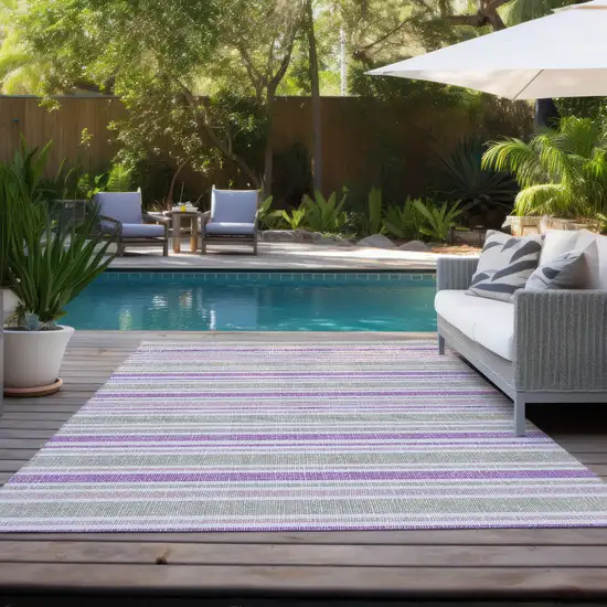 Pearl Striped Washable Non Skid Indoor Outdoor Area Rug Photo 9