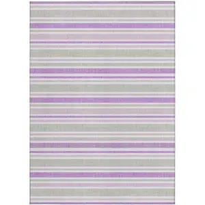 Photo of Pearl Striped Washable Non Skid Indoor Outdoor Area Rug