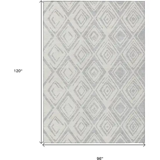 Pewter And Ivory Geometric Washable Indoor Outdoor Area Rug Photo 9