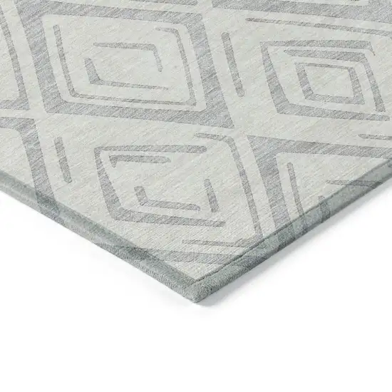 Pewter And Ivory Geometric Washable Indoor Outdoor Area Rug Photo 3