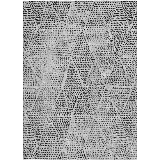 Pewter Blue Geometric Washable Non Skid Indoor Outdoor Area Rug Photo 5