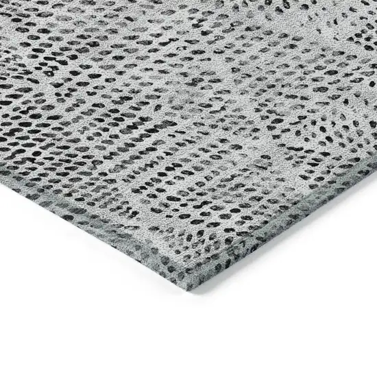 Pewter Blue Geometric Washable Non Skid Indoor Outdoor Area Rug Photo 2